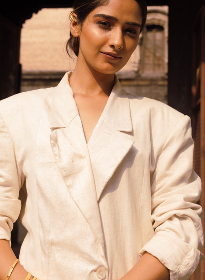 Raaz –Eggshell Oversized Blazer