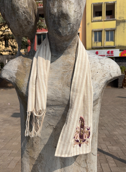 Enchanted Stripe Embroidered Stole Tie