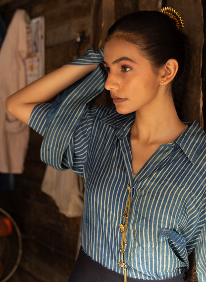 Indigo Ajrakh Handcrafted Shirt